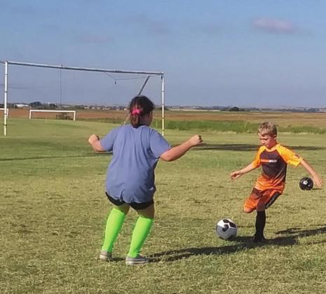 Cordell kids practice their soccer skills Saturday, July 25. Photo courtesy of Tarra Harrison.