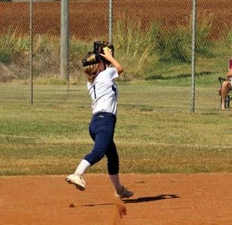 Bottom right: Evan Anderson makes a running ‘basket catch’ on a fly ball to left.