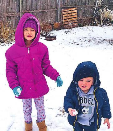 Madilyn and Callen are loving the snow, mom Lisa Walters-Beadles says.