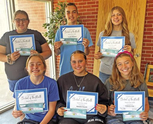 Cordell Secondary Schools’ Students of the Month are (clockwise from top left) Rylee Davis, Tucker Bobeck, Hannah Jones, Calliy Walker, Natalie Hewitt, and Dakota Ivey
