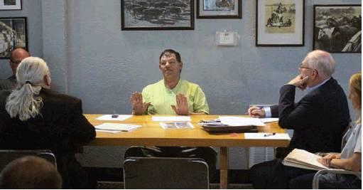 Craig Holman, center, testifies in the Municipal Court of New Cordell during an Oct. 14, 2019, hearing. Holman’s attorney, Avery Eeds sits left with Cordell city attorney Johnny Beech on the right. Bob Henline | The Cordell Beacon
