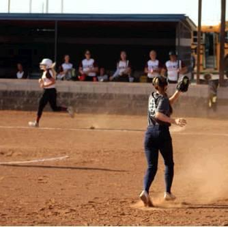 Kamdyn Davis snags a short fly ball at third base. Bob Henline | The Cordell Beacon.