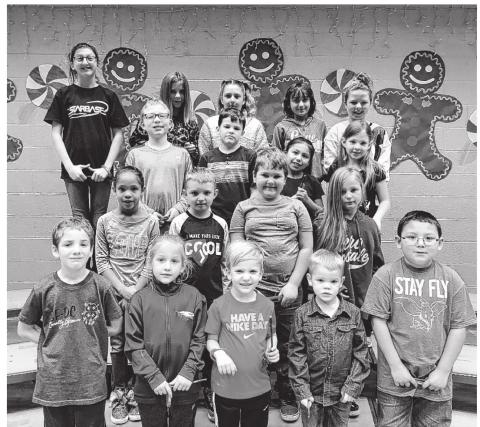 Back row from left: Chloea Simon, Audry Harris, Brooklyn Weaver, Heather Raleigh, Lexi Parker; next row: Cameron Raleigh, Ezekial Denny, Aubrey Washee, Ella Davis; next row: JaNae Anderson, Julian Harshberger, Remington McDearmond, Allison Harrison; front row: Paxon Tate, Taytum Reeve, Ransik Kemp, Errlly Denny, Dakota Castonon.