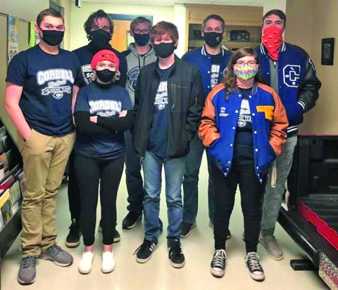 Academic team lineup, back row, left to right: Adam Lindsey, Tugger Selman, Samuel Thomas, Gavin Jasmer and Bode Gallagher. Front row, left to right: Flora Walters, Spencer Williams and Gabby Giblet. CONTRIBUTED PHOTO