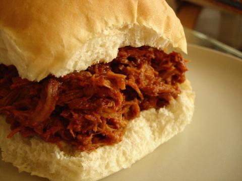 The Cordell Fire Department served pulled pork sandwiches during cruise night this month.
