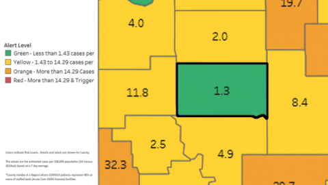     Oklahoma Alert Level as of 4/12/2021 - information provided by the Oklahoma State Department of Health