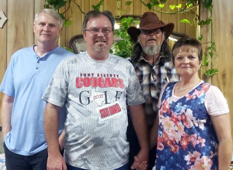 Members of the Wichita Bluegrass Band include: (L-R) Briam Quam, Robert Johnston, David Johnston, and Sheryl Lane. Not pictured above are members Betty Callen and Francie Medford.