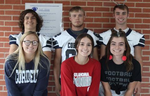 Top row, left to right: Blaine Larsen, Cale McCoy, Cade Waker. Bottom row, left to right: Bailey Troub, Tatym King, Cheyann Edison. PHOTO BY FLORA WALTERS
