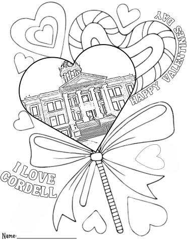Valentine "I Love Cordell" Coloring Page