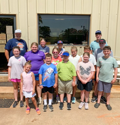 Front row L-R: Divya Rolens, Benaiah Miller, Josiah Miller, Isabella Huntzinger, Brantley Foust. Middle row L-R: Raegan Parsons, Rylee Davis, Brinkley Imboden, Elsie Jaronek, Tuff Gray, Everett Hunzinger. Back row L-R: Coach JJ Williams, Kaylor Calloway, Logan Hewitt, Jaxon Davis