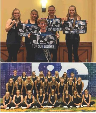 Cordell’s high school and junior high school cheerleaders recently returned from Lawton where they participated in the Jeff &amp; Craig Cheer Camp. All told, 25 Blue Devils participated in the camp, and five of Cordell’s cheerleaders, Kenlee Dodd, McKinsey Gray, Ellie Willard, Renee Javorsky, and Alex Thomison, were awarded Top Gun awards. Photos courtesy of Alisa Boecker.