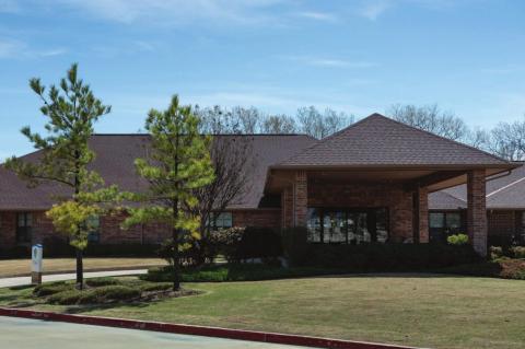 The visitor entrance at Grace Skilled Nursing and Therapy in Norman is closed after the assisted-living facility suspended visitations due to the coronavirus outbreak. Whitney Bryen | Oklahoma Watch