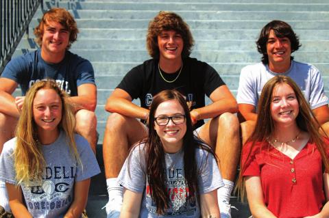 Cordell Blue Devil Homecoming Queen Candidates and Their Escorts: Top L-R Body Gallagher, Cameron Cochran, Raydon Kuehne. Bottom L-R Piper Gallagher, Loriann Parsons, Abbey Brawley.