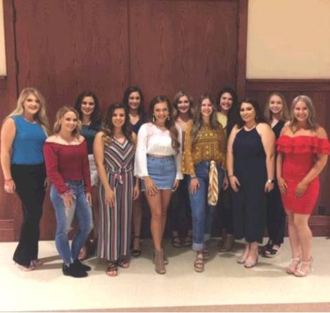 Back row, from left: Kayla Schroeder, Hydro; Kennedy Martin, Altus; Shauni Gilbreath, Fletcher; Natalee Karcher, Midland, Texas; Randi Lee Troglin, Mountain View-Gotebo; and Emily Gill, Lawton. Front row: Chloe Mellott, Lawton; Haley Finley, Cordell; Lynzi Herron, Altus; Natalie Kinder, Arapaho; Emily Howell, Sayre; and Autumn Rodriguez, Mustang. Photo courtesy of Brian Adler.