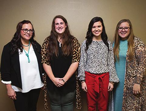 SWOSU teacher candidates Anna Hewitt, left, Bailey Thomas, Reagan Cabaniss, and Kaylee Smith began their practice teaching rotations Monday, Feb. 10. Photo courtesy of Jordan Selman.