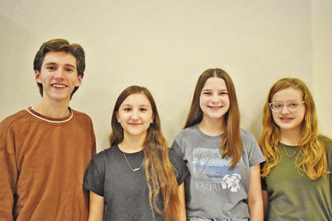 L-R: Braxton Driskill, a junior from Clinton; Annalise Bull, a freshman from Weatherford; Lillian Miller, an 8th grader from Hydro; Jessica Walker, a freshman from Clinton. CONTRIBUTED PHOTO