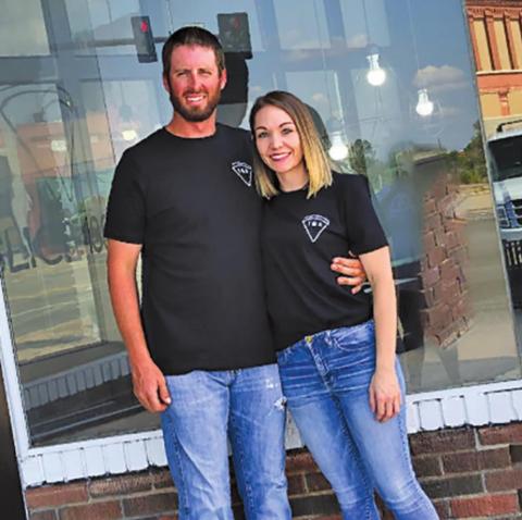 The Wedels and their crew have spent countless hours planning and renovating the historic Cordell building which will now be the home of Slice 183. They have kept many vintage details, including the original mosaic tile doormat which reads “BAKERY” and the antique display window fixtures.