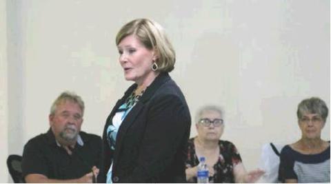 Former Edmond Mayor Patrice Douglas addresses the city council. Bob Henline | The Cordell Beacon