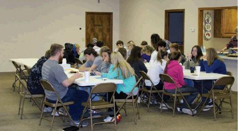Cordell students gathered at the Calvary Baptist Church to share memories of their classmate, Creed Bouse, who was killed in a tragic car accident Wednesday, Dec. 4, 2019. Bob Henline | The Cordell Beacon